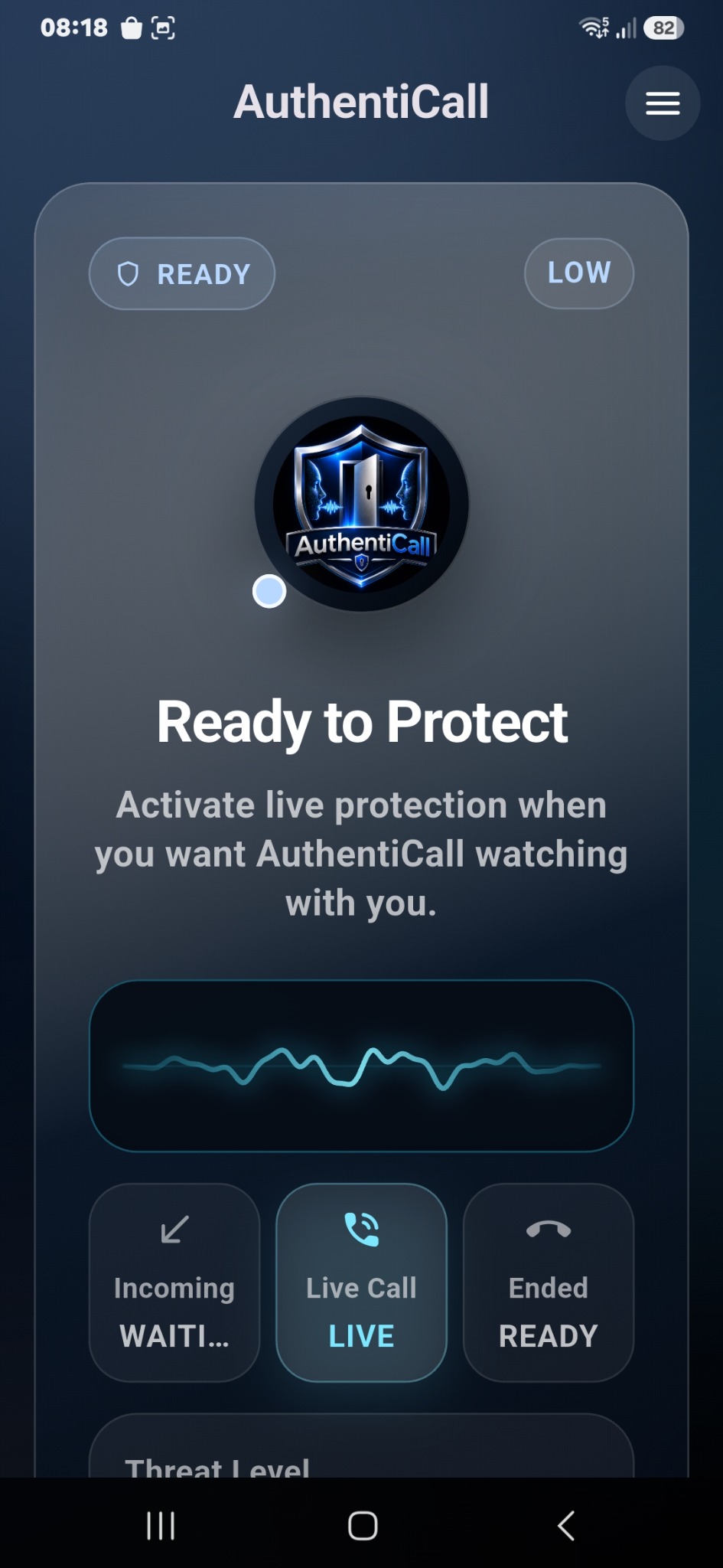 AuthentiCall app screen